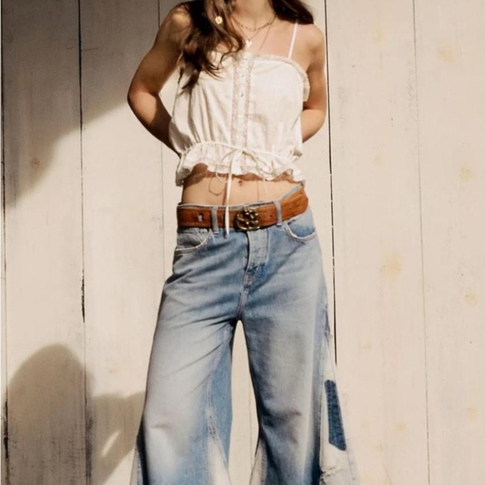 Free People Light Blue Wide Leg Jeans
